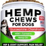 Hemp Chews for Dogs - Glucosamine Chondroitin for Dogs Joint Pain Relief with Hemp Oil, Hip & Joint Supplement Dogs, MSM Turmeric for Dogs Mobility, Dog Joint Supplement, Hemp Dog Treats Joints Health
