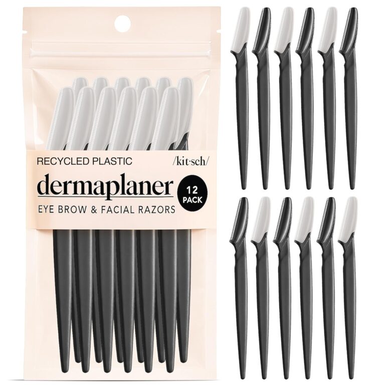 Kitsch Dermaplane Razor for Women Face  Face Razors for Women & Men, Eye Brow Razors & Face Shaver  Exfoliating Facial Razor & Dermaplaner as Skin Care Tool for Smoother Skin - Black, 12 pcs