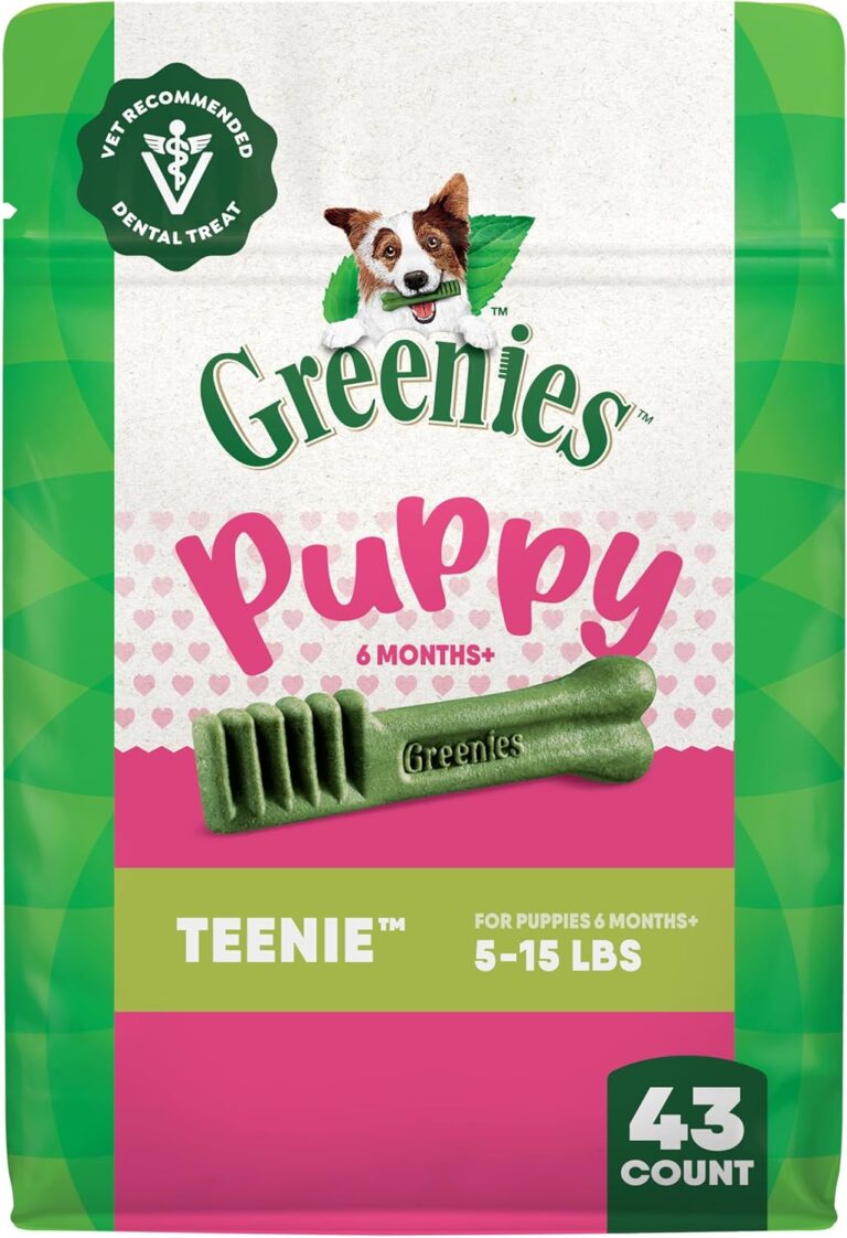 Greenies Dog Treats Veterinarian-Recommended Natural Dental Puppy Treats Teenie Size, 12 oz. Pack, 43 Count