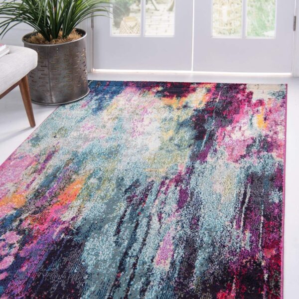Unique Loom Chromatic Collection Modern Colorful & Vibrant Abstract Area Rug For Any Home Dcor (5' 0 x 8' 0 Rectangular, Multi/ Light Blue)