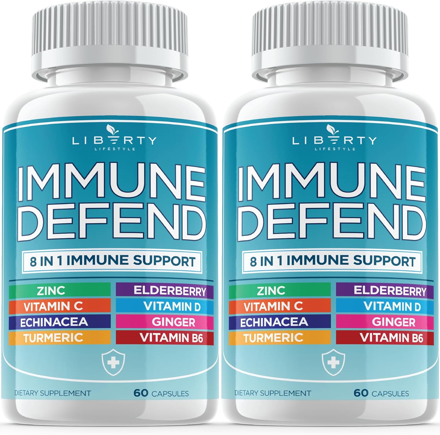 8 in 1 Immune Defense Support, Immunity Vitamins Supplement Booster Zinc 50mg, Vitamin C Elderberry VIT D3 5000 IU, Turmeric Curcumin & Ginger, Echinacea - Allergy Relief for Kids Adults (2 Pack) 8 in 1 Immune Defense Support, Immunity Vitamins Supplement Booster Zinc 50mg, Vitamin C Elderberry VIT D3 5000 IU, Turmeric Curcumin & Ginger, Echinacea - Allergy Relief for Kids Adults (2 Pack)