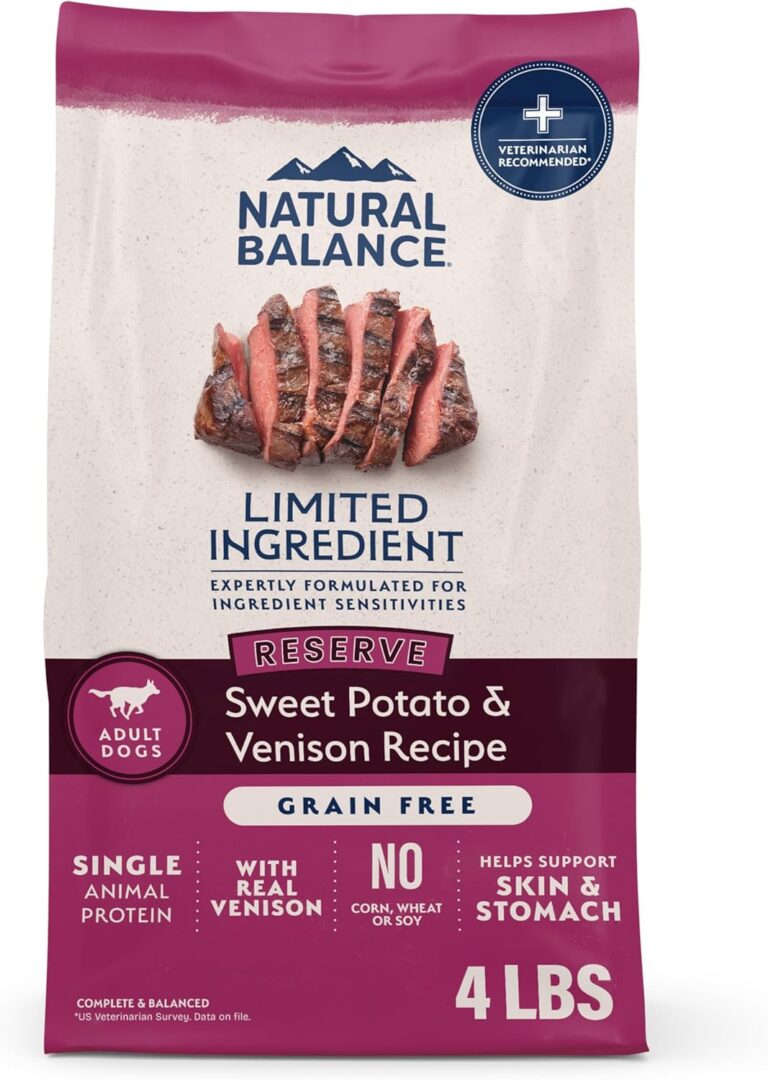 Natural Balance Limited Ingredient Adult Grain-Free Dry Dog Food, Reserve Sweet Potato & Venison Recipe, 4 Pound (Pack of 1)