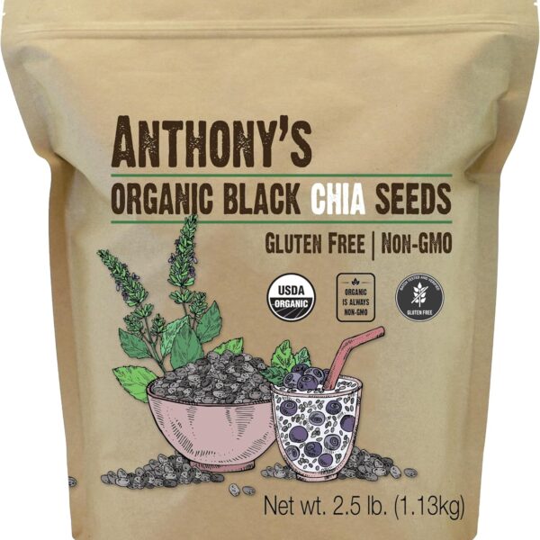 Anthony's Organic Chia Seeds, 2.5 lb, Gluten Free, Vegan, Keto Friendly