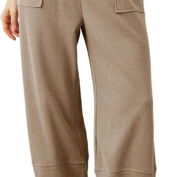 Xiaoxuemeng Womens Baggy Wide Leg Pants Casual Elastic Waisted Palazzo Harem Pants with Pockets