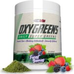 EHP Labs OxyGreens Super Greens Powder  Daily Greens & Superfood Supplement with Spirulina, Chlorella, Prebiotics, Digestive Enzymes, Antioxidants  30 Servings (Forest Berries)