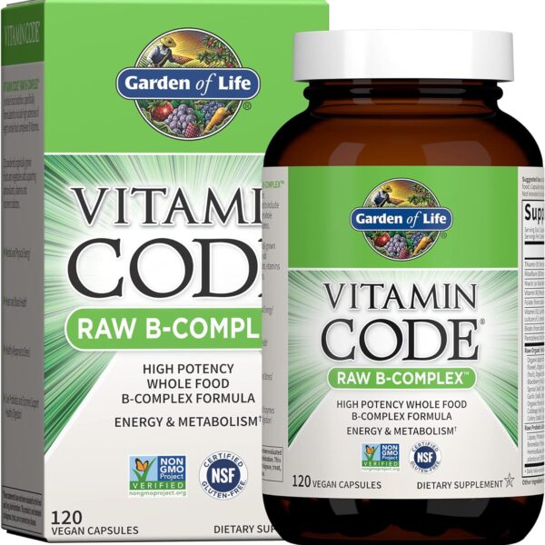 Garden of Life Vitamin B Complex, 120 Vegan Capsules, High Potency Vitamins for Energy & Metabolism with B6, Folate & B12 as Methylcobalamin Plus Probiotics