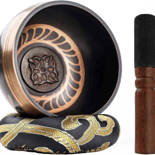 DomeStar Tibetan Singing Bowl Set, Authentic Handmade Meditation Bowl Stress Relief Yoga Set with Striker & Cushion for Sound Therapy, Chakra Healing, Spiritual Gatherings