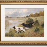 ARPEOTCY Vintage Gold Framed Wall Art, Retro River Landscape Paintings, Canvas Prints Artwork with Antique Frame, Victorian Wall Picture Decor for Room Gallery Living Room, 13x16 inch