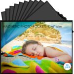 10 Pack 4"x6" Premium Super Slim Magnetic Picture Pockets Frames with Black Holds 4 x 6 inches Photo for Refrigerator | NEW VERSION | EASE of INSERTING
