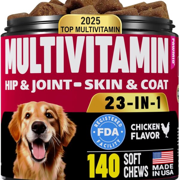 Dog Multivitamins Chewable with Probiotics - Dog Vitamins and Supplements - 140 Treats - Senior & Puppy Multivitamin for Dogs - Hip & Joint Support - Immune Health, Skin, Heart, Digestion, Probiotics