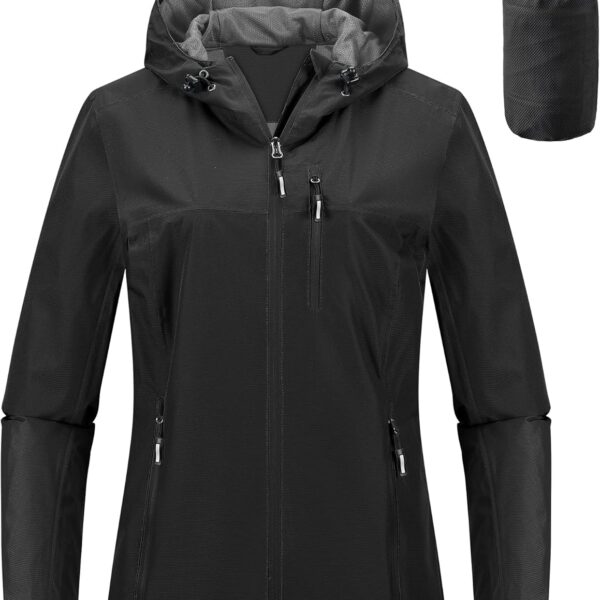Outdoor Ventures Packable Rain Jacket Women Lightweight Waterproof Raincoat with Hood Cycling Bike Jacket