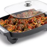 Blue Diamond 7QT 5-in-1 Extra Large Electric Skillet, Healthy Ceramic Nonstick Interior, Non-Toxic PFAS-Free, Temperature Control, Stay Cool Handles, Easy Clean, Graphite