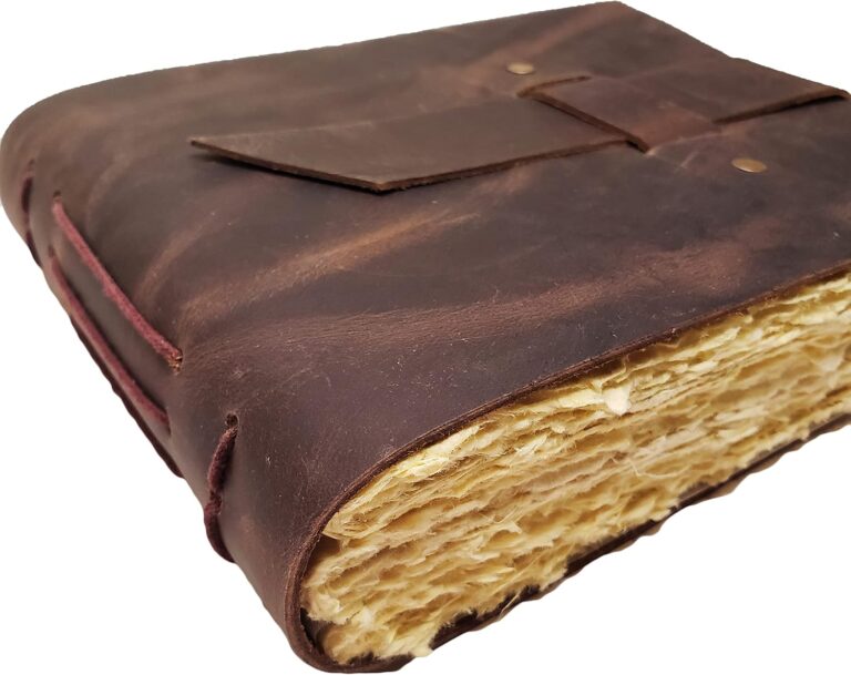 Small Vintage Leather Photo Album with Buckle Closure - Scrapbook Style Pages, Gift Box Included - Holds 100 4x6 or 5x7 Photos - Coffee Table Album, Memory Book