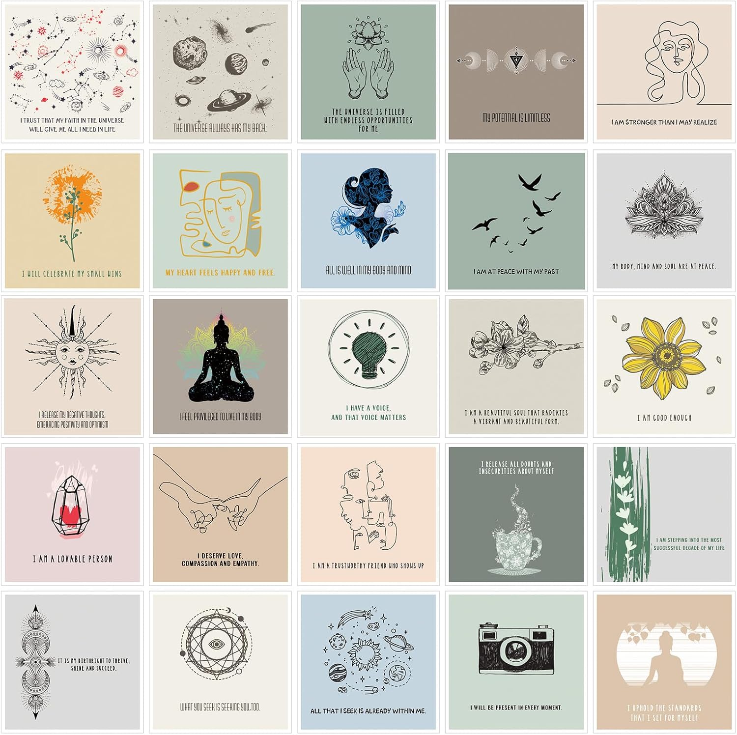 Outus 50 Pcs Positive Affirmation Cards for Women, 4 x 4 Inch Daily Meditation Motivational Cards with Inspirational Questions, Mindfulness Gifts for Adult(Bright Color Series) Outus 50 Pcs Positive Affirmation Cards for Women, 4 x 4 Inch Daily Meditation Motivational Cards with Inspirational Questions, Mindfulness Gifts for Adult(Bright Color Series)