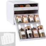 YouCopia SpiceStack Adjustable Spice Rack Organizer, Pull-Down 24-Bottle Seasonings and Spices Holder for Kitchen Cabinet and Pantry Organization with 104 Included Labels | Adjustable, Organizer, Seasonings, Spices Holder, Kitchen Cabinet