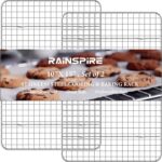 Oven-Safe Dishwasher-Safe 100% 304 Stainless Steel Cooling Rack 10" x 15" Heavy Duty Tight-Wire Set of 2 Fits Jelly Roll Pan Half Sheet Pan