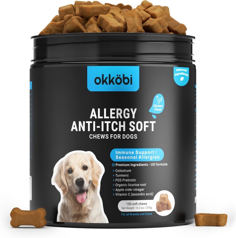 Dog Allergy Chews - 150 Pcs - Allergy Relief for Dogs - Supplements for Itchy Skin & Paw Licking - US Formula with Probiotics, Natural Ingredients & Vitamins - Chicken Flavor