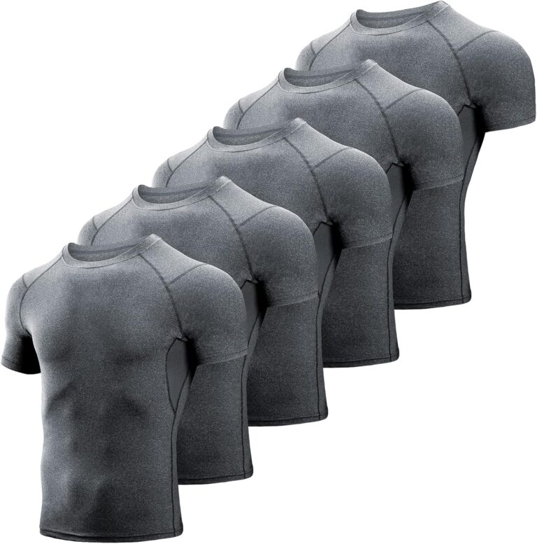 Niksa Men's Compression Shirts 3/5 Pack,Short Sleeve Athletic Compression Tops Cool Dry Workout T Shirt