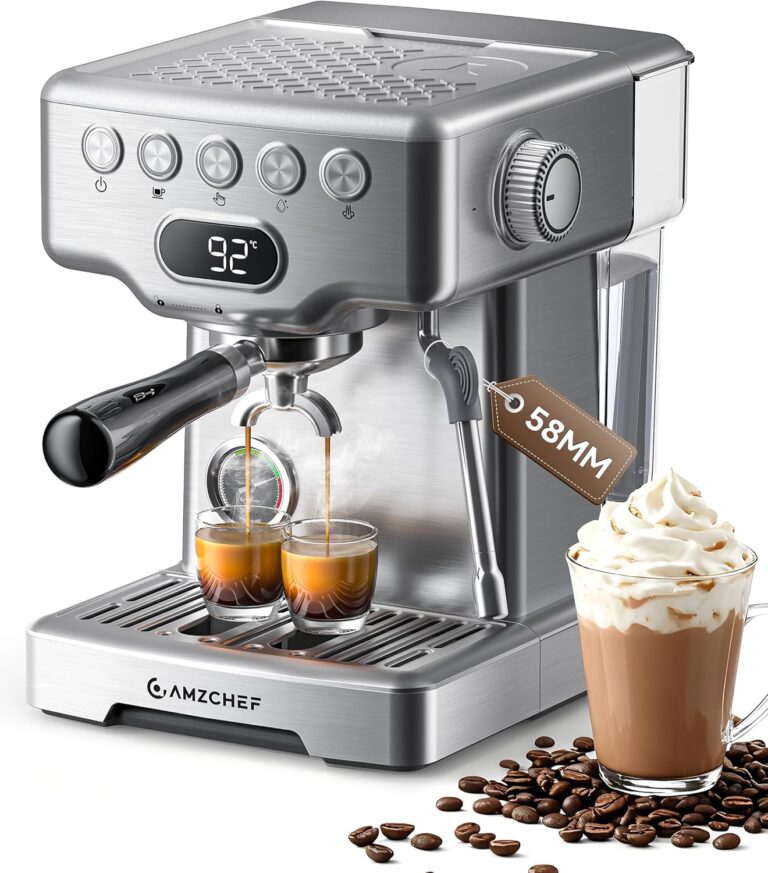 AMZCHEF Ultra Espresso Machine, 58mm Professional with PID Temperature Control for Light to Dark Roast Beans, Built-in Pressure Gauge & 10mm Steam WandProvides Barista-Level Lattes and Cappuccinos