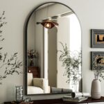 HARRITPURE Arched Wall Mirror 24"x36"  Black Metal Frame Vanity Mirrors for Bedroom, Entryway, Living Room Decor