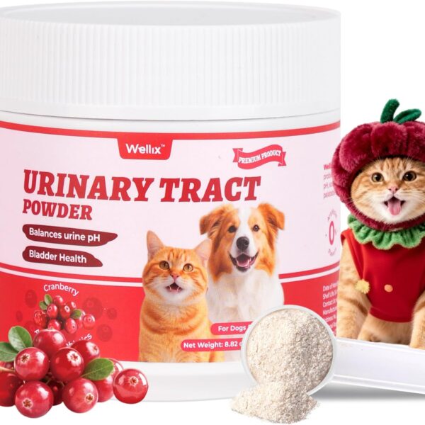 Wellix 8.8oz Large Dog and Cat Urinary Supplement - Rich in Omega-3,Cranberry for Cat UTI Treatment -Urinary Tract Podwer for Bladder & Kidney Support - Mixing with Dog&Cat Food Topper