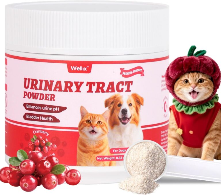 Wellix 8.8oz Large Dog and Cat Urinary Supplement - Rich in Omega-3,Cranberry for Cat UTI Treatment -Urinary Tract Podwer for Bladder & Kidney Support - Mixing with Dog&Cat Food Topper