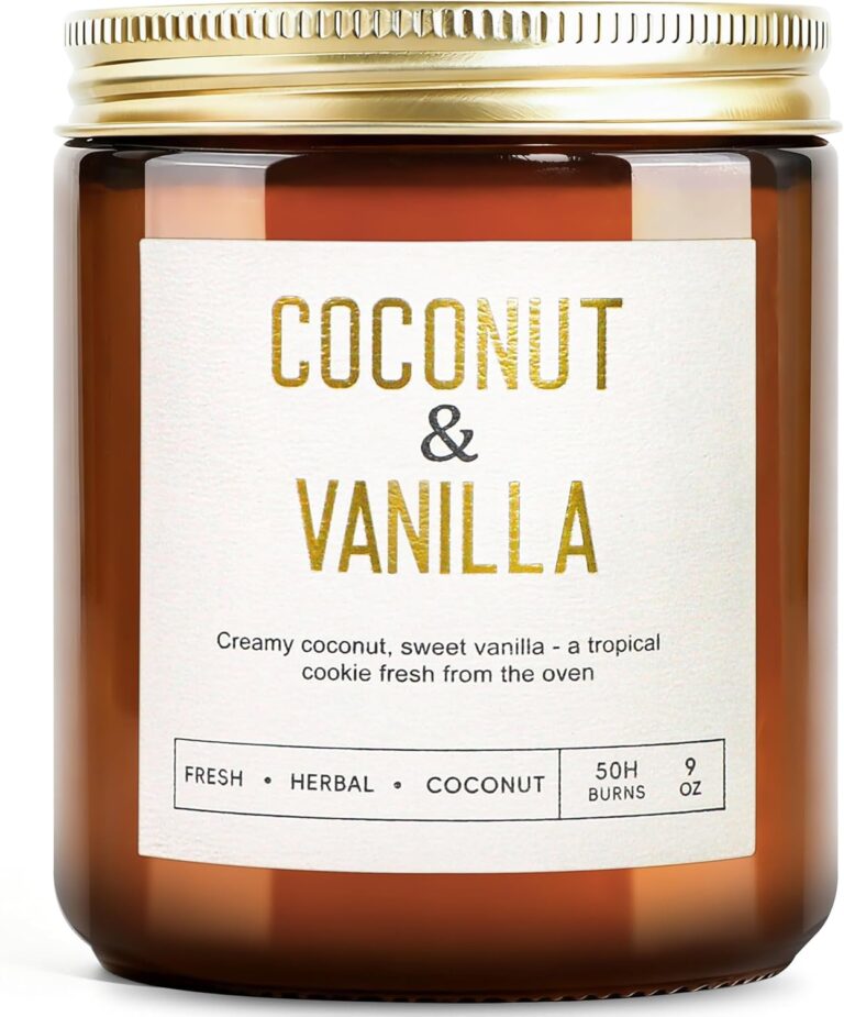 Coconut Vanilla Candles - 9 oz Natural Soy Candles for Home Scented, Long Lasting Soy Wax Aromatherapy Candle Gift Set for Women Spa Relax Stress Relief & Meditation
