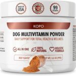 Kopo Dog Multivitamin Powder | Supports Heart, Daily Vitality, Immune Health, Digestion, Skin & Coat and Hip & Joint | For Puppy, Adult & Senior Dogs | Beef Liver Flavor | All Breeds Sizes | 99 Scoops