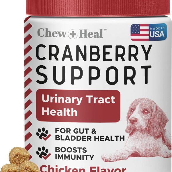 Dog UTI Treatment Cranberry Supplement for Dogs, 120 Soft Chews - Natural Urinary Tract Infection Support and Healthy Bladder Control  Made with Echinacea and Vitamin C