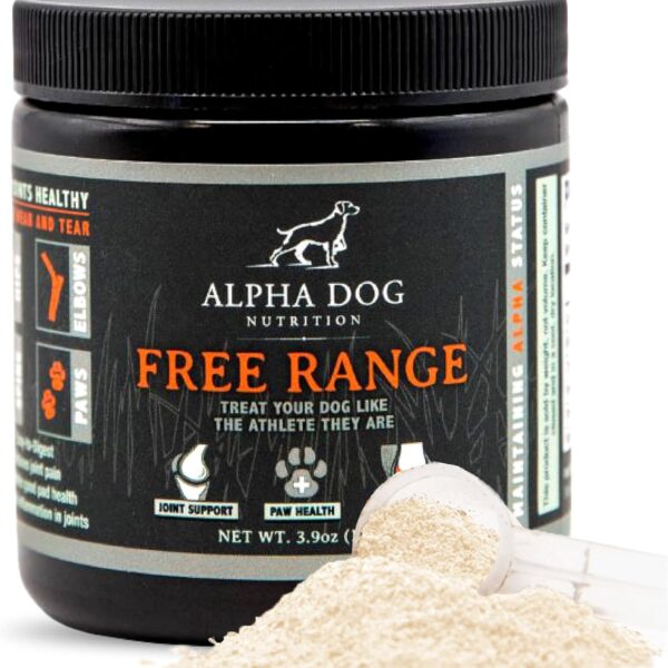 Free Range Joint Health Enhancer Supplement Powder for Dogs by Alpha Dog Nutrition - Premium Dog Arthritis Vitamins to Care for Joints - Contains Glucosamine, Chondroitin, MSM, Vitamin E, & More