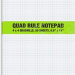 Better Office Products Graph Paper Pad, 8.5" x 11", 50 Sheets, Double Sided, White, 4x4 Blue Quad Rule, Easy Tear, Grid Paper, Graph Paper