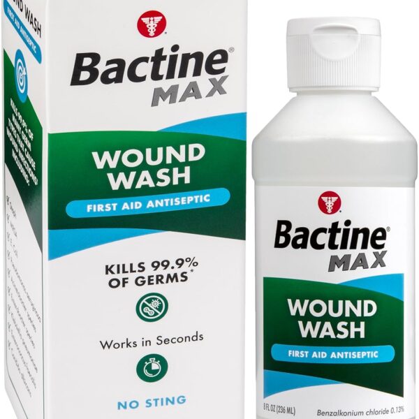Bactine Max First Aid Antiseptic Wound Wash, Kills 99.9% of Germs from Minor Cuts, Scrapes and Burns with No-Sting, 8 fl Oz