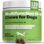 Deley Naturals 15 in 1 Multivitamin for Dogs - Complete Dog Vitamins and Supplements for Immune Support, Joint, Skin, Digestion, Heart & Overall Health - Daily Multifunction Supplements - 120 Chews