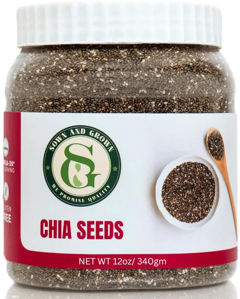 Sown-and-Grown Chia Seeds- 12oz Omega-3, Non-GMO, Keto Friendly, Source of Fiber and Chia Seeds for Weight Management