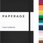 PAPERAGE Lined Journal Notebook, (Black), 160 Pages, Medium 5.6 in x 8 in - 100 GSM Thick Paper  Hardcover Journaling Notebook for Work, School & Note Taking