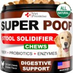 Vet Promise Super Poop Probiotics for Dogs - Dog Stool Softener - Fiber for Dogs Supplement - 6 Probiotics and Digestive Enzymes - Healthy Gut - Perfect for Firm Stool & Diarrhea Relief - 120 Chews