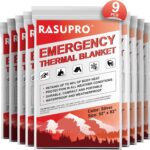 9 Pack Emergency Blankets, Outdoor Survival Emergency Insulated Gear, Mylar Thermal Space Insulated Blanket, Perfect for Camping, Hiking, Running, Marathon, Wilderness Rescue or First Aid