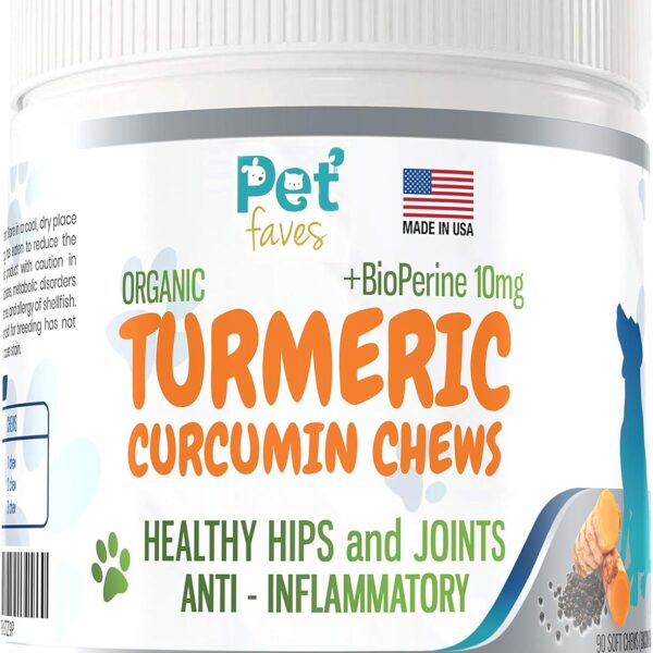 Natural Dog Hip & Joint Supplement for Dogs Arthritis Pain Relief. Turmeric Curcumin with Black Pepper for Anti Inflammatory. Tumeric MSM Glucosamine Chondroitin for Dogs Healthy Joints - 90 Chews