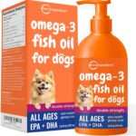Micro Ingredients Omega-3 Fish Oil for Dogs & Cats, 16 fl oz | Supports Healthy Skin & Shiny Coats* | Liquid EPA & DHA Formula | Wild-Caught Fish Source | Easy-Pump Dispenser | Non-GMO & Pet Friendly
