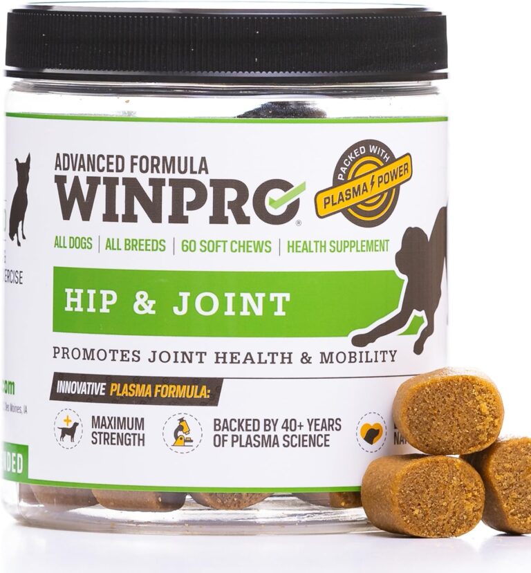 WINPRO Hip & Joint Supplement for Dogs - Plasma Powered Soft Chews for Joint Health & Mobility  Fast-Acting with Collagen & Natural Ingredients for Dogs of All Breeds  60 Chews