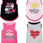 4 Pack Dog Shirts Summer Printed Puppy Clothes Cute Sleeveless Pet T Shirts Dog Clothes for Small Medium Dogs Cats Girl(S)