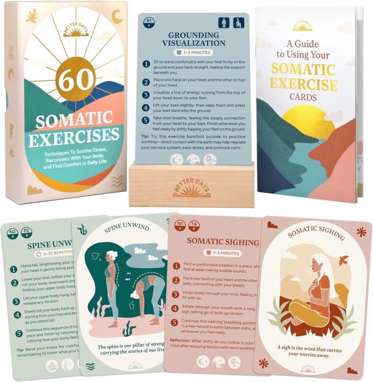 Better Days 60 Somatic Therapy Exercise Cards for Nervous System Regulation  Soothe Stress and Reconnect with Your Body  3.5 x 5 Cards  Breathwork, Mindfulness, and Gentle Movement Techniques