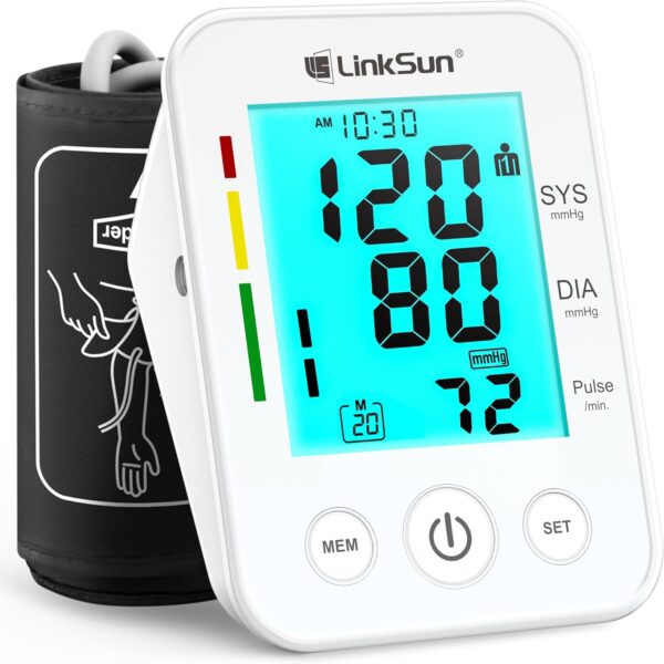 Blood Pressure Monitor for Home Use with Large Upper Arm Cuff, Blood Pressure Machine with 100 Memory Recalls for 2 Users, Large LCD Screen, Charging Cable - 2008