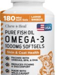 Wild Caught Omega 3 Fish Oil for Dogs - 180 Softgel Capsules for Healthy Skin and Coat - Large 1000 mg Dog Fish Oil Pills for Shedding, Dry Itching Skin, and Hot Spots - Pet Omega Salmon Supplement