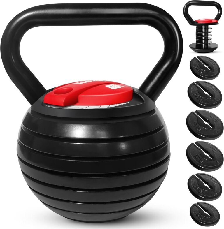 Yes4All Adjustable Kettlebell Set, 2040 LB Weight Set, Solid Cast Iron Handle with Spacer Disks & Secure Lock, Space-Saving Kettlebell for Home Gym Strength Training, Black