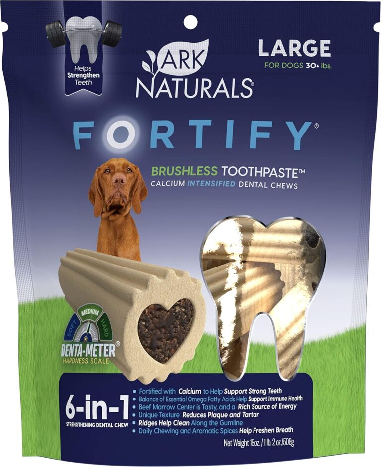 Ark Naturals Fortify Brushless Toothpaste  Large Breeds, 18oz Bag  Dog Dental Chew with Calcium, Omegas & Beef Marrow Center  Support Strong Teeth and Freshen Breath with Dental Chews for Dogs