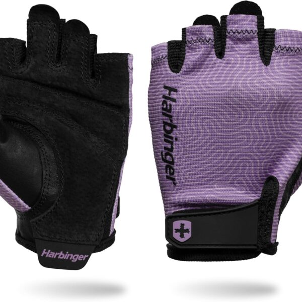 Harbinger Power Gloves 3.0 - Durable Half Finger Weightlifting Gloves with Adjustable Wrist Closure, Breathable Leather Palm, Small, Women's