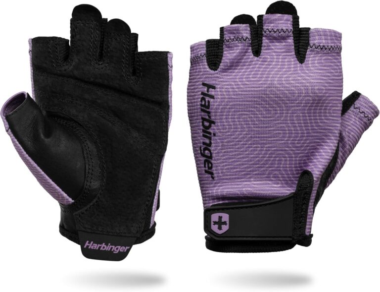 Harbinger Power Gloves 3.0 - Durable Half Finger Weightlifting Gloves with Adjustable Wrist Closure, Breathable Leather Palm, Small, Women's