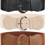 WHIPPY 3 Pack 4 Pack Women Wide Elastic Waist Belt Vintage Stretchy Belt Waistband for Ladies Dresses