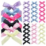 30 Pcs Hair Bows for Women, 6 Colors Mini Bowknot Ribbon Barrettes Hair Clips, Cute Bows for Girls Hair Accessories (Purple,Blue,Rose,Black,Pink,Beige)